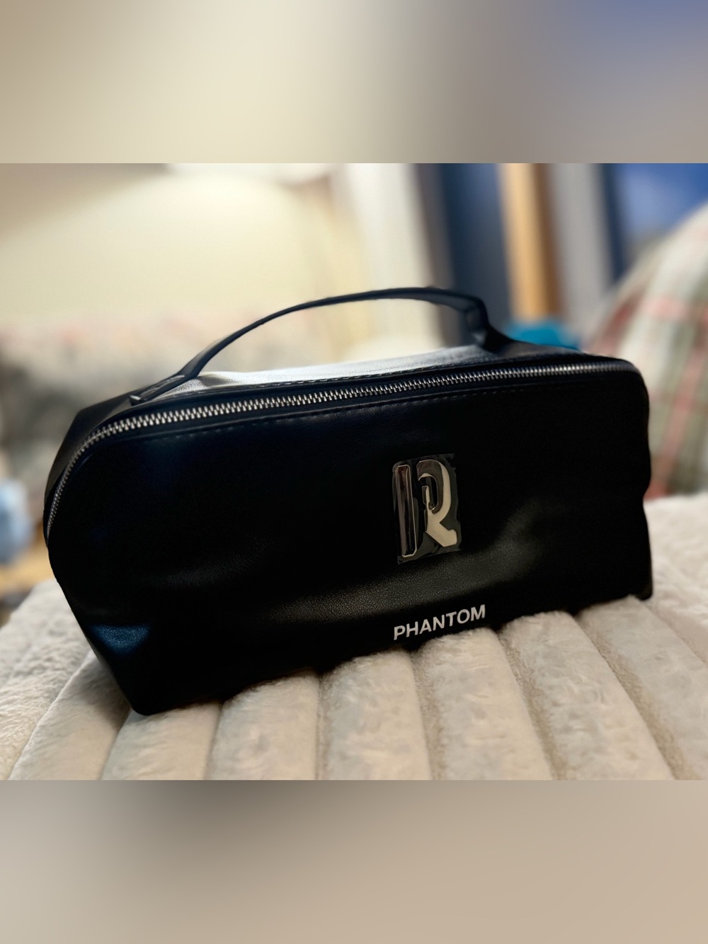 Paco Rabanne Black Phantom Men's Dopp Kit with Silver Hardware